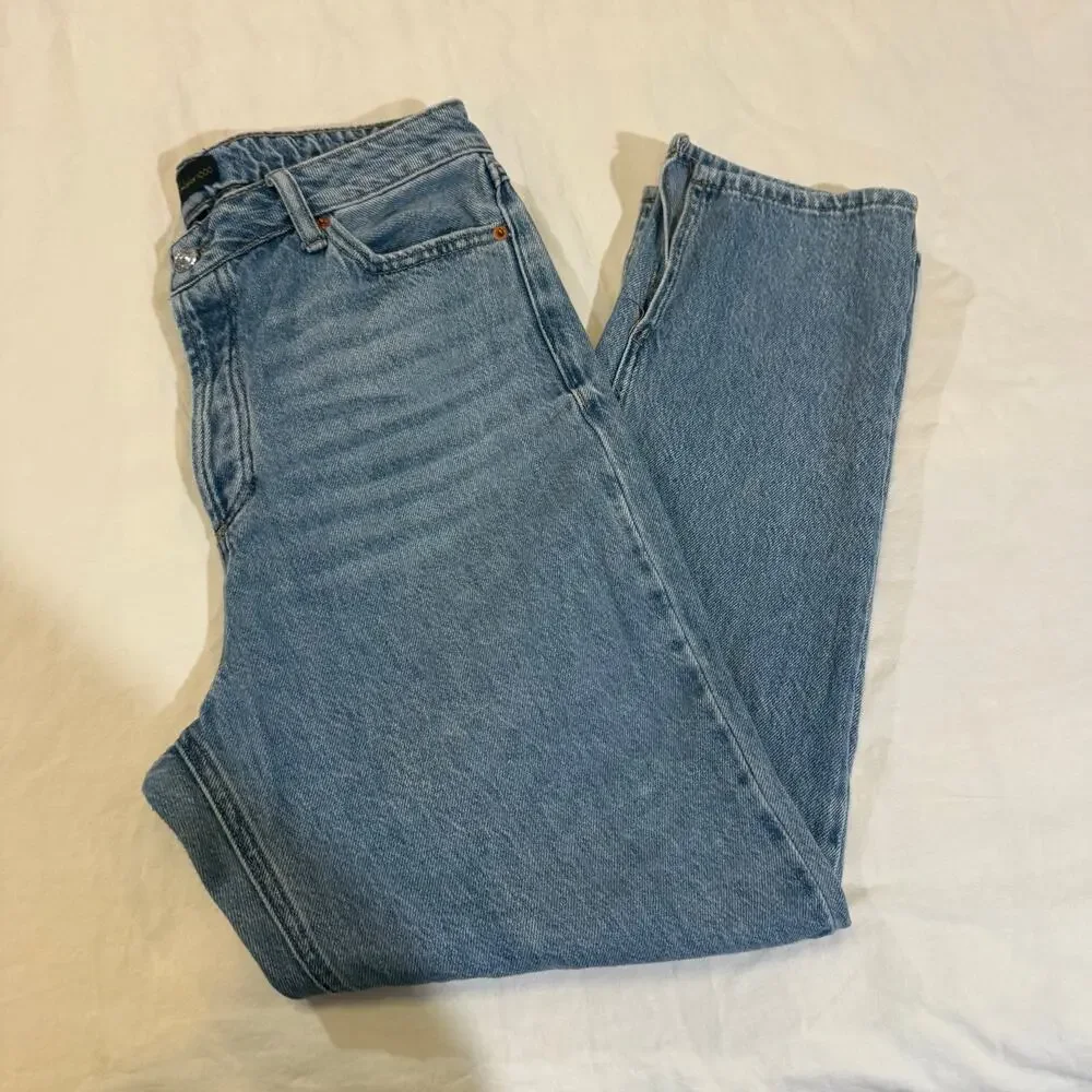 House of Harlow 1960 Button Fly Split Hem Straight Leg Jean 30